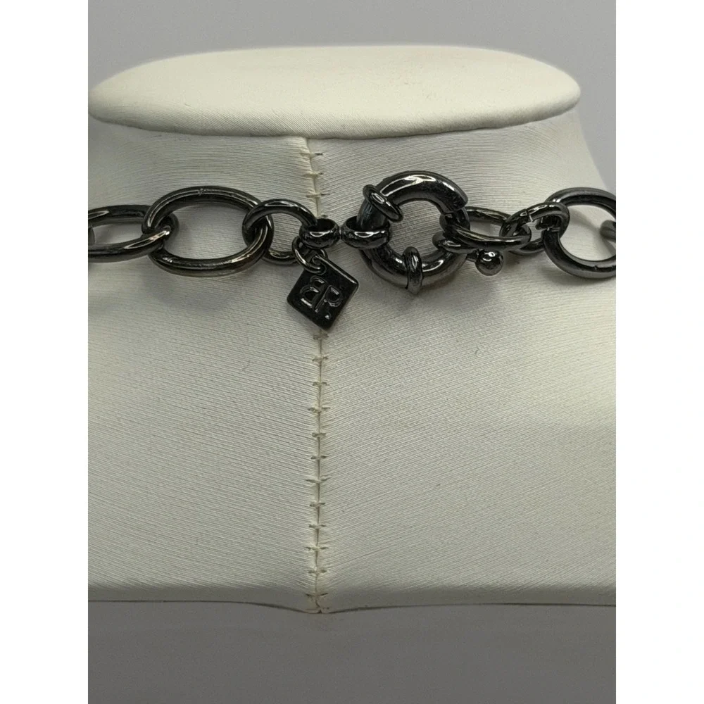 Banana Republic Gunmetal Black Braided Rhinestone Statement Bib Necklace Goth